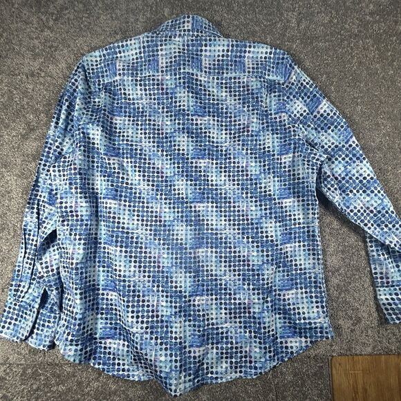 Robert Graham Shirt 2XL Blue Abstract Geometric Polka Colorful Rave Flip Cuff - Picture 12 of 16